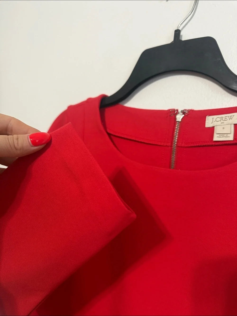 J. Crew Red Long-Sleeve Shift Dress